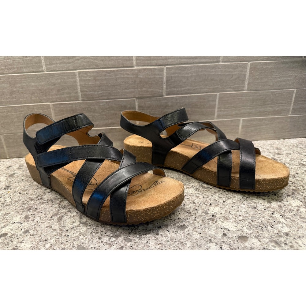 Joseph Seibel Black Strappy Tonga Leather Summer Sandals Size 39 (US 8-8.5) - Picture 7 of 9